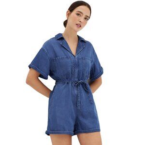 Love Bonito | Julane Elastic Denim Romper in Medium Denim
